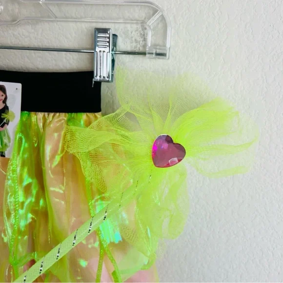 NWT Tinkerbell Fairy Layered Tutu Skirt & Wand Halloween Costume Set - Picture 5 of 5